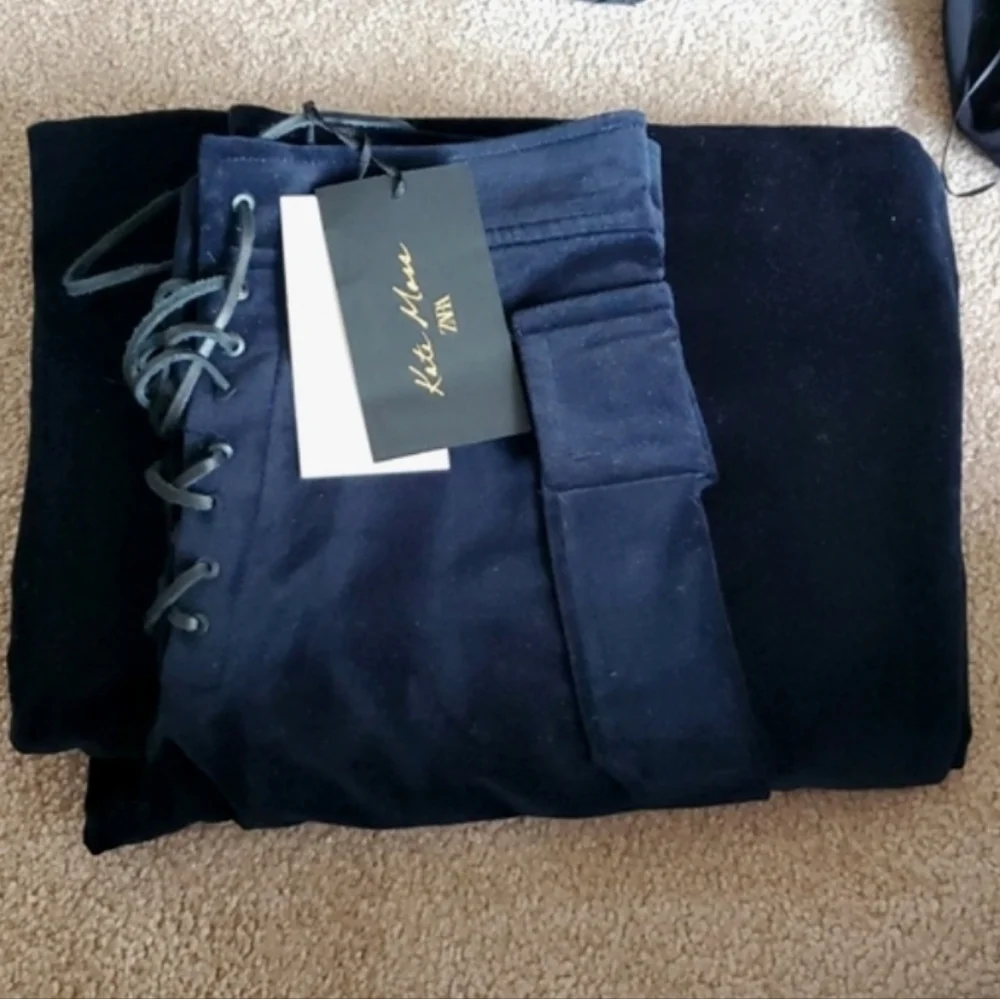 Zara Kate Moss Velvet Wide Pants Blue Size S